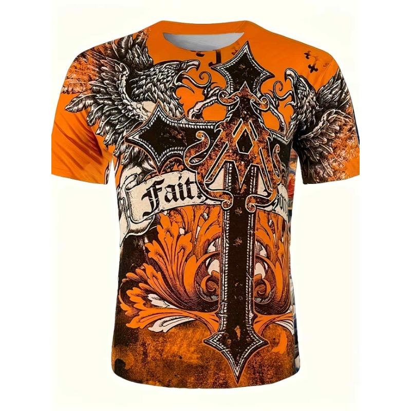 Moda Uomo T-shirt da Uomo Stampata 3D Girocollo Manica Corta Trendy Streetwear