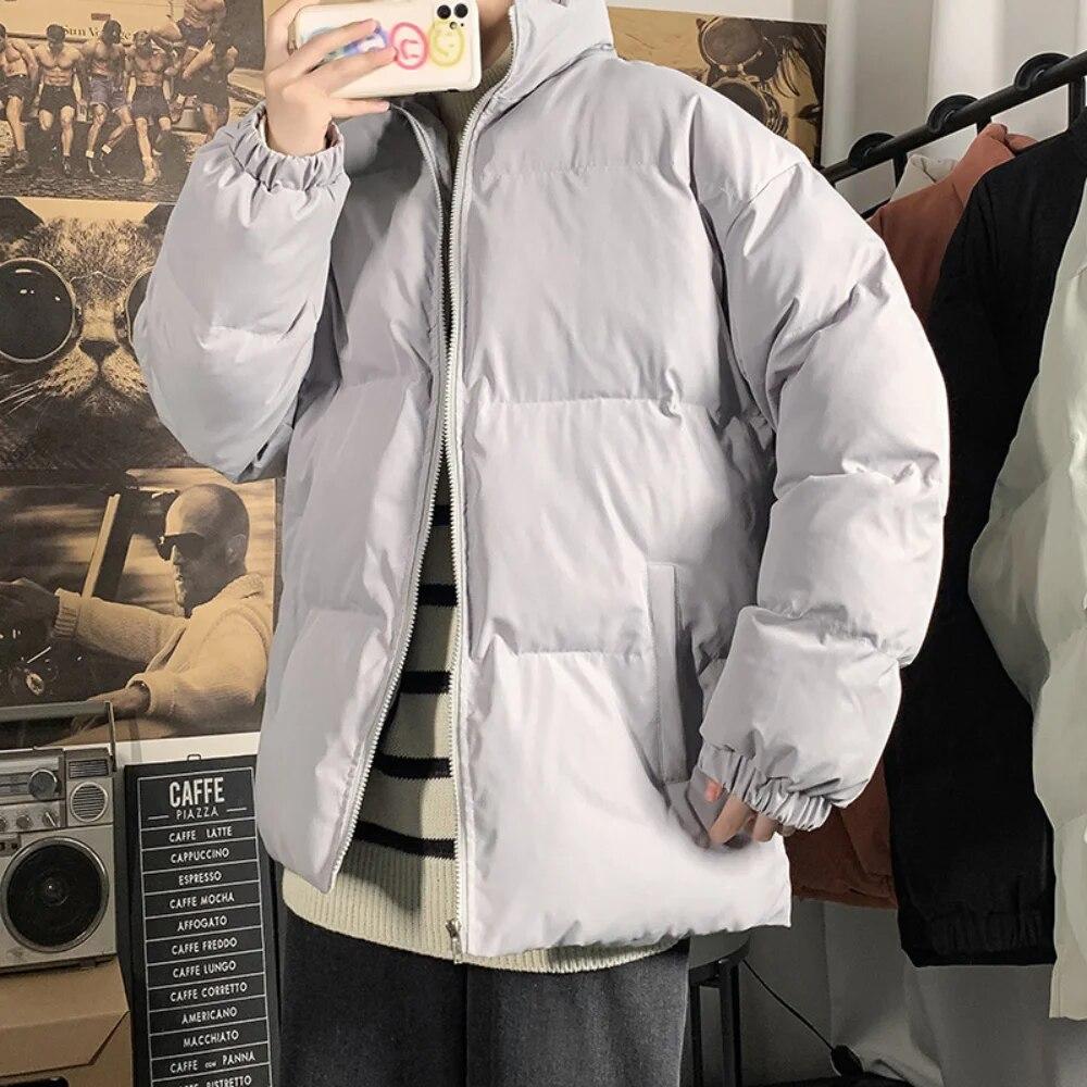 US Size Winter Jacket Men Parkas Thicken Warm Coat Mens Stand Collar Jackets Solid Color Parka Coat Men Fashion New Streetwear