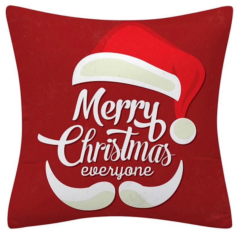 Happy New Year Christmas Decoration Print Pattern Cushion Cover Home Living Room Sofa Square Pillow