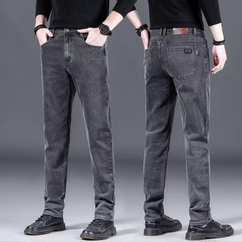 

Мужская мода 2024 - Универсальные джинсы прямого кроя, облегающие, молодежные, осень/зима, с небольшим стрейчем 32