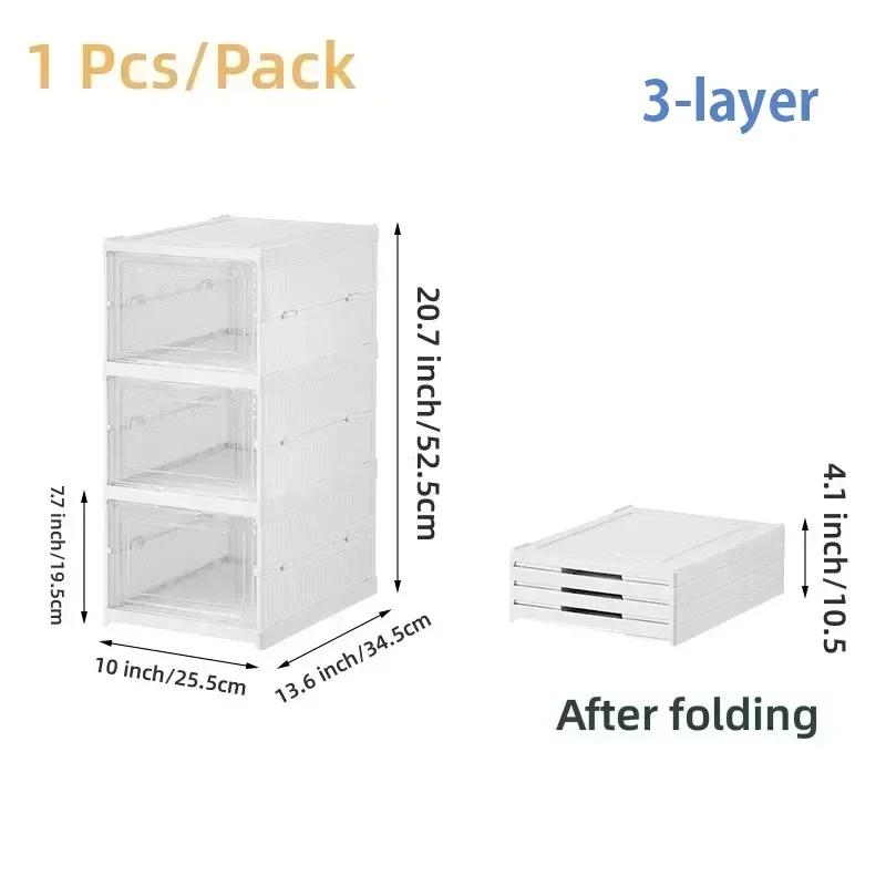Foldable Shoe Box Dustproof Plastic Sneaker Shoe Storage Box Thickened Tackie Shoes Boxes Stackable Shoes Cabinet Home Organizer