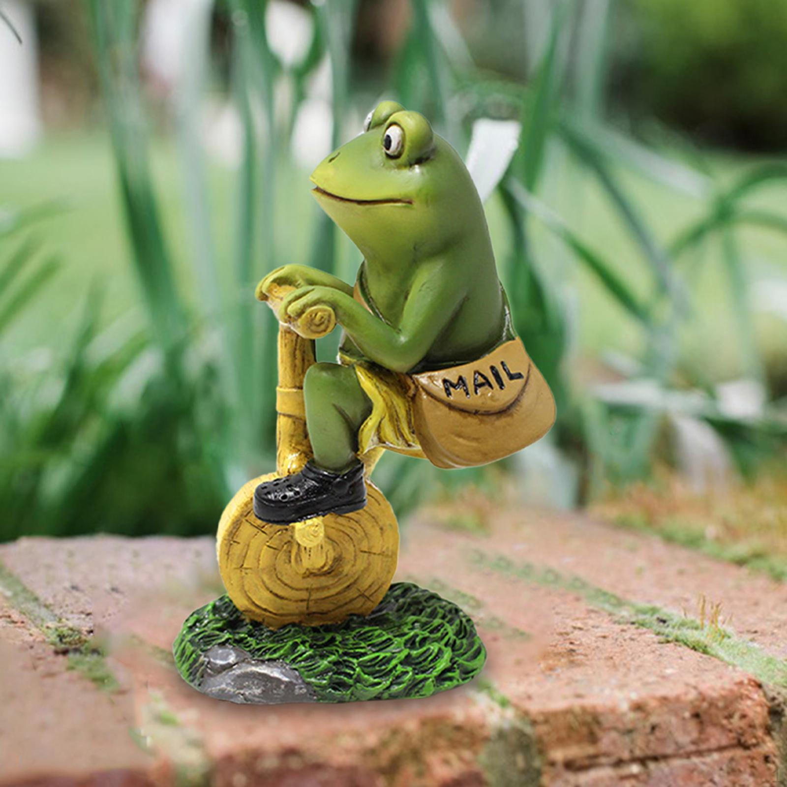 Postman Frog Figurine Cute Hand Painted Decorative Animal Sculpture for Living Room