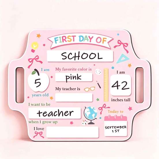 Kids Study Planner First and Last Day of School Board Sign for Kids, Reusable Wooden Cute Desktop Decor Chalkboard Sign, Writing Daily Notes Schedules