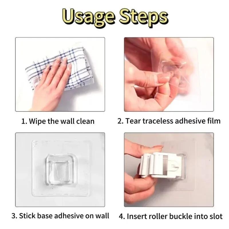 Mop Storage Storage Rack Bathroom Suction Hanging Pipe Traceless Mop Clip Broom Hanger Wall-Mounted Waterproof Mop Rack