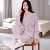 Set pigiama da donna in flanella invernale - Spesso, maniche lunghe, pantaloni, cardigan, caldo, casual, vestibilità ampia