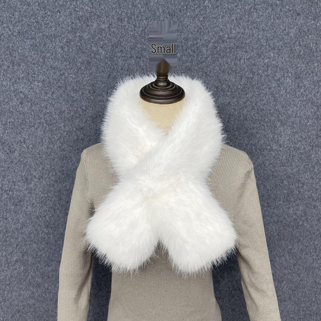 Luxury Faux Fox Fur Leopard Print Scarf - Crossed Neck Warmer in European & American Fashion