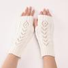 New Short Hollowed Out Knitted Fingerless Gloves Warm Fashionable and Versatile Woolen Half Finger Gloves