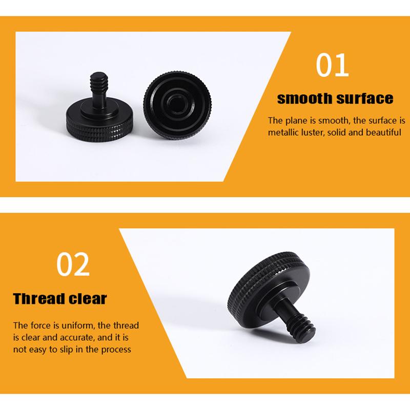 1Pc Black Metal Camera Screw Mount 1/4" Dual Nuts Tripod Mount Screw Double Layer Thread Screw Mount Adapter For Camera Flash