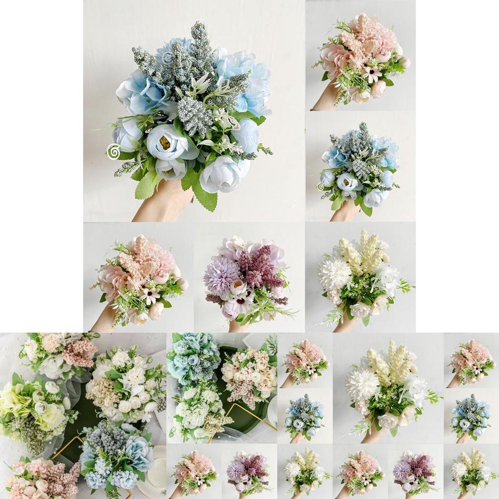 Elegant Real Touch Artificial Silk Flowers Bridal Wedding Bouquet For Home Party Decor