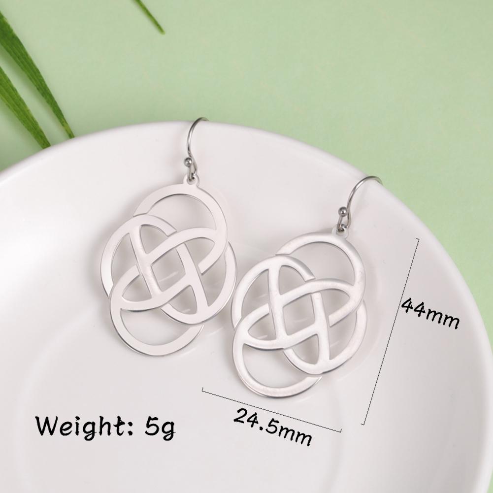 LIKGREAT Stainless Steel Celtic Infinity Knot Dangle Earrings for Women Lady Elegant Hook Charms Good Luck Jewelry New Year Gift