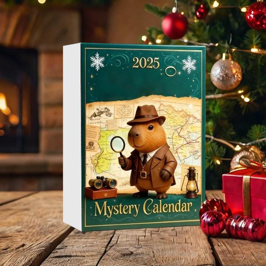 24Days Advent Capybara Toy Christmas Countdown Calendar 2D Flat Acrylic Pendant For Festive Car Rearview Stocking Stuffer Mantel