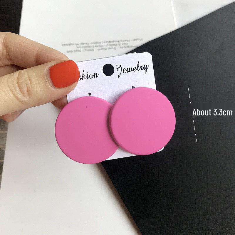 Trendy Geometric Frosted Candy Color Acrylic Earrings