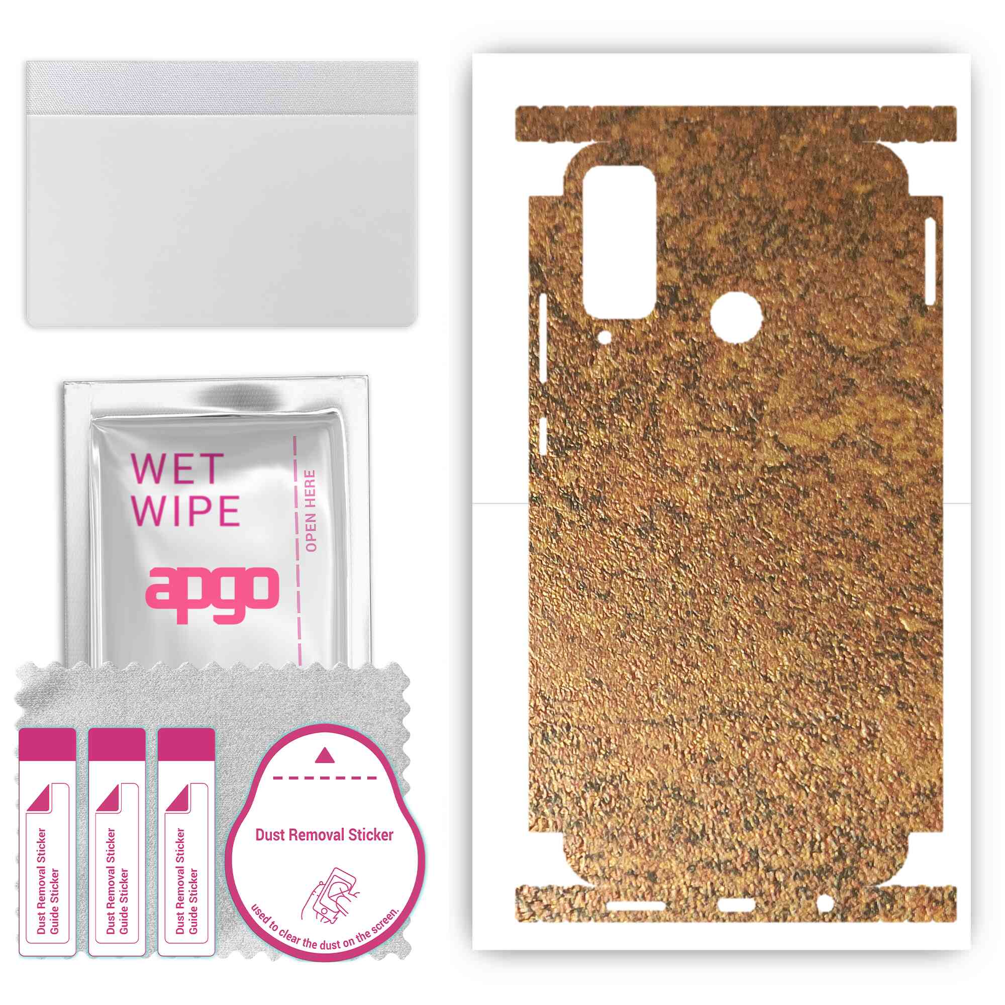 

apgo Protective Skin Sticker for the back+sides compatible with Honor Play 4T, Full Wrap Film, Foil, Vinyl - Pattern Rusty Copper