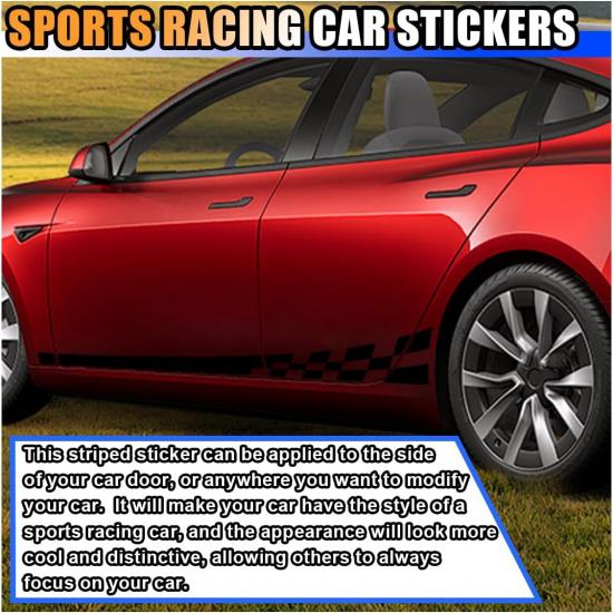 2PCS 78" Car Body Door Side Waistline Sticker Decals, Sports Racing Stripe Decals, Waterproof Vinyl Stripe Sticker Decoration For Car SUV Truck