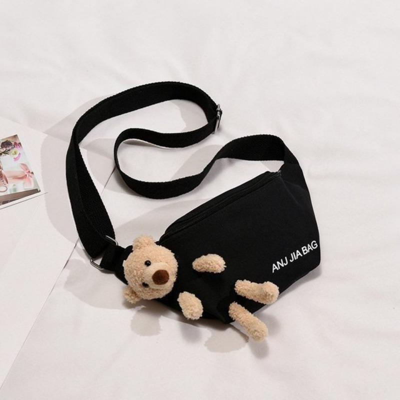 Ny mote for kvinner Lerret midjevesker Brevbjørn Stor kapasitet Designer Crossbody beltevesker Banan Hip Money Pouch Brystvesker