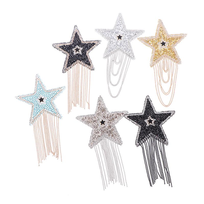 Stylish Crystal Rhinestone Star Tasse Iron On Patches Applique For Clothing Shoe Bag Sticker Jewelry Accessories