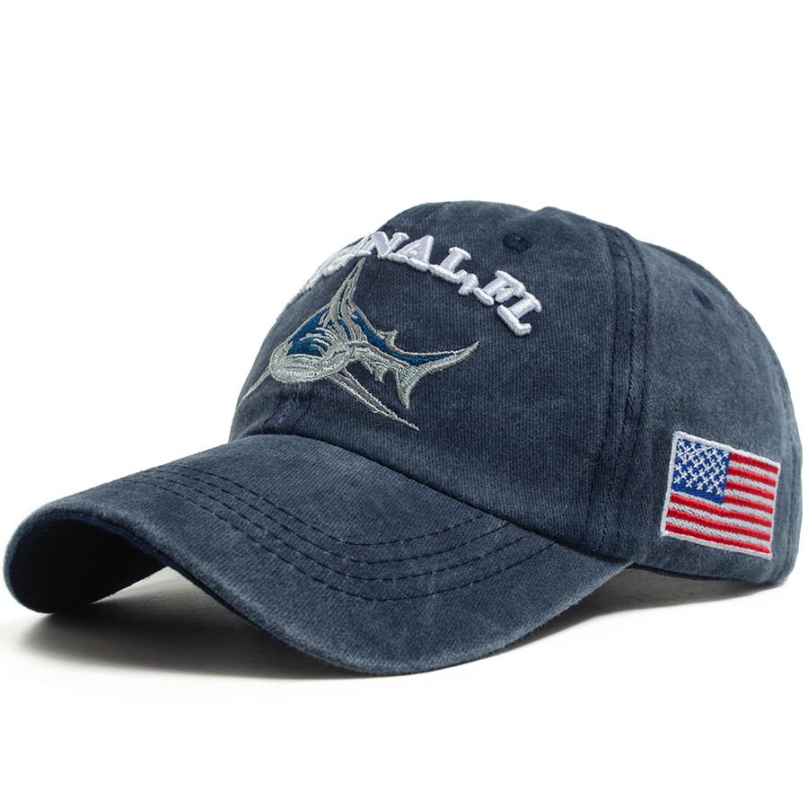 National flag Shark Design Baseball Cap Men Wash Vintage Snapback Travel Visor Sun Hat Women Summer For Outdoor Casual Soft Top