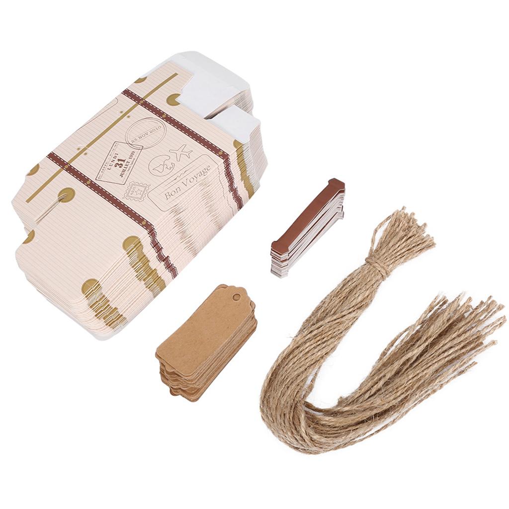 50pcs/ Set Novel Suitcase Elegant Portable Cardboard Candy Gift Box Wedding Party Birthday