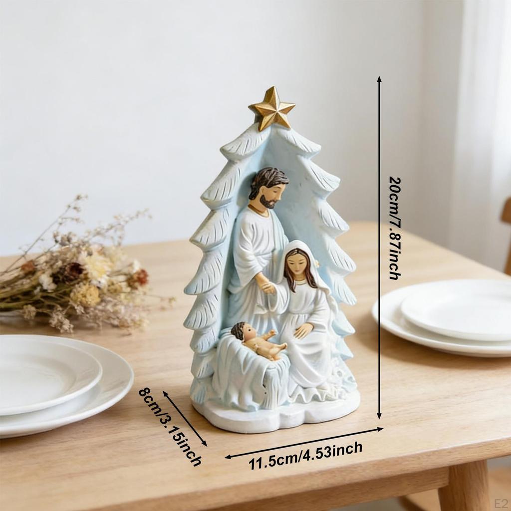 Christmas Nativity Scene Figurine Jesus Birth Hand Painted Decorative Ornament Xmas Statue for