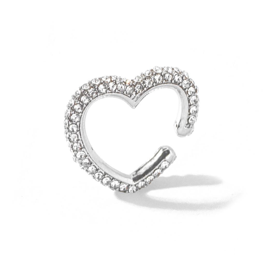 

Многоцветные хрустальные шикарные серьги-каффы в форме сердца для мужчин и женщин, модная бижутерия Silver White