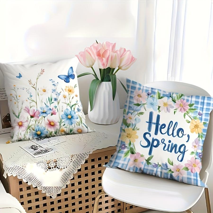 Flower Basket Pattern Home Decor Pillowcase Bedroom Living Room Sofa Decoration Polyester Cushion Cover With Zipper