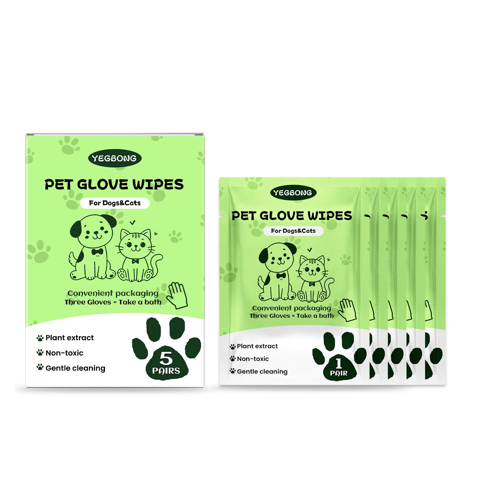 Pet Cleaning Disposable Gloves No-Rinse Cleaning Gloves for Removing Dirt and Odors from Cats and Dogs