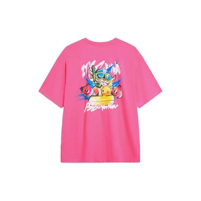 Li Ning X League Of Legends Collaboration Cartoon Print Round Neck Short Sleeve T-Shirt Unisex Tops Bright-Pink ATST807-5
