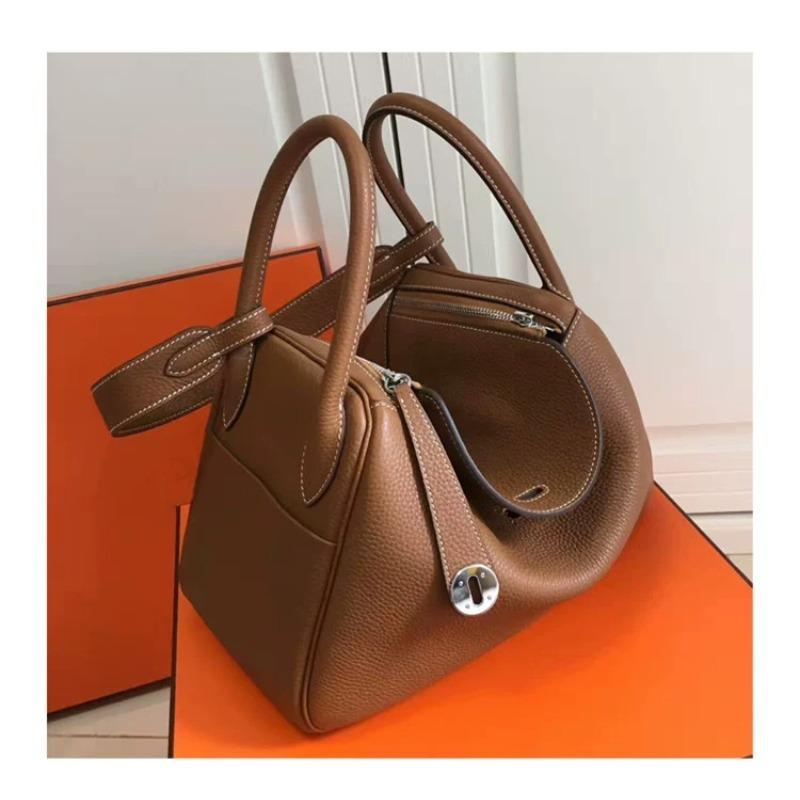 New Lindy bag lychee pattern first layer cowhide single shoulder oblique span portable locomotive bag doctor bag
