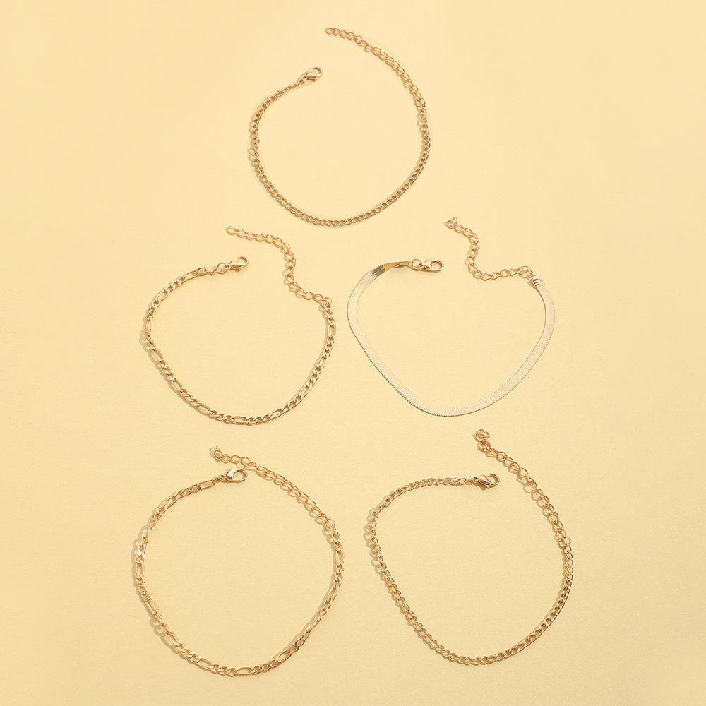 Tornozeleira de corrente empilhada de praia boêmia 5 em 1 para senhoras