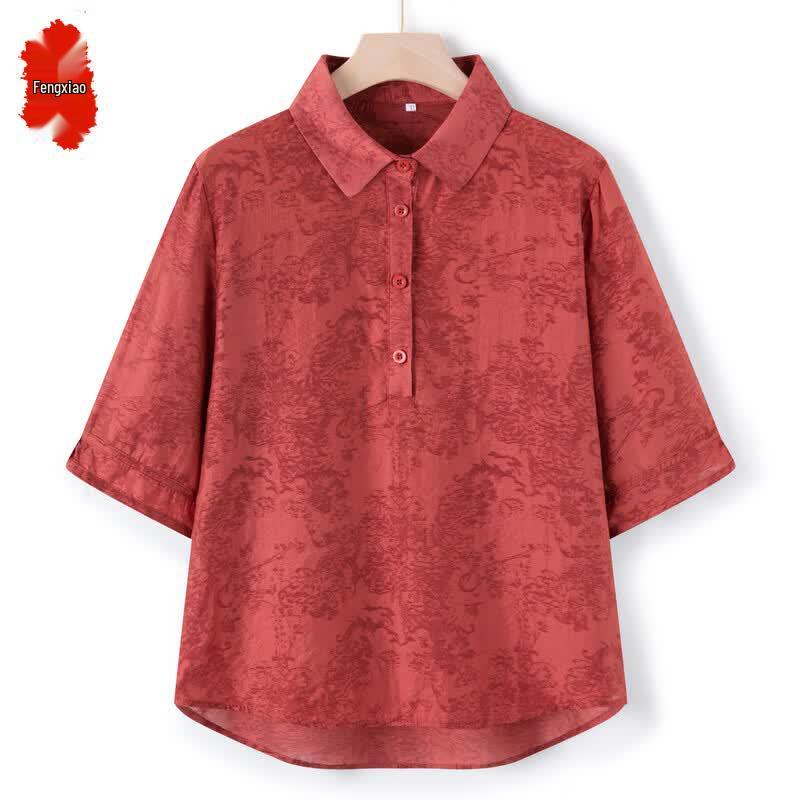 Elegant Floral Cotton Linen Summer Set for Middle-Aged Women