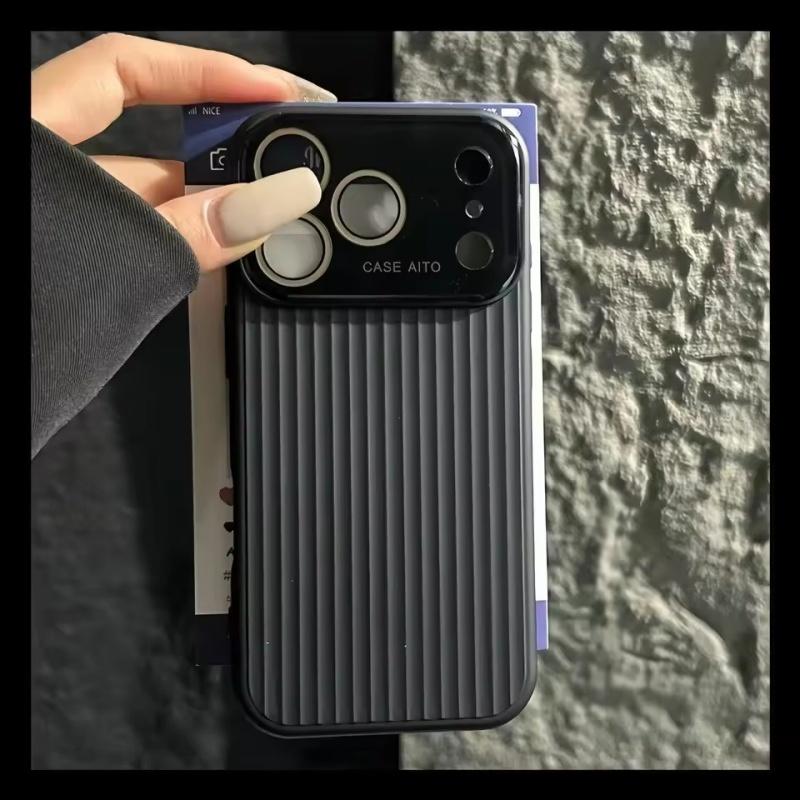 

Чехол из гофрированного жидкого силикона с большим окном для iPhone 17 Air 16 15 14 13 12 Pro Max, Защита камеры, Ударопрочный, Матовый, Мягкая крышка iPhone 17 Pro Max чёрный