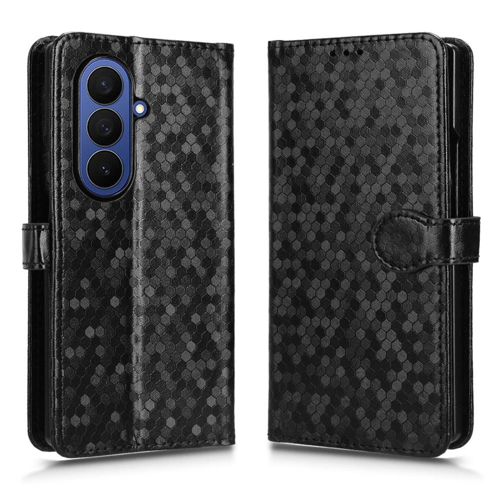 For Samsung Galaxy Z Fold7 5G Wallet Case Dot Pattern Imprint PU Leather Phone Cover with Wrist Strap