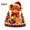 Resin Christmas Micro Landscape Lighted Ornament, Night Light, Decorative Figurine with Desktop Decorations LED Light for Bookshelf and Holiday