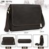 Luufan Men's Genuine Leather Shoulder Bag, A4 Size, Messenger Bag, Large Capacity, Leather Crossbody Bag with Flap, Durable, Retro Design, Dark Brown