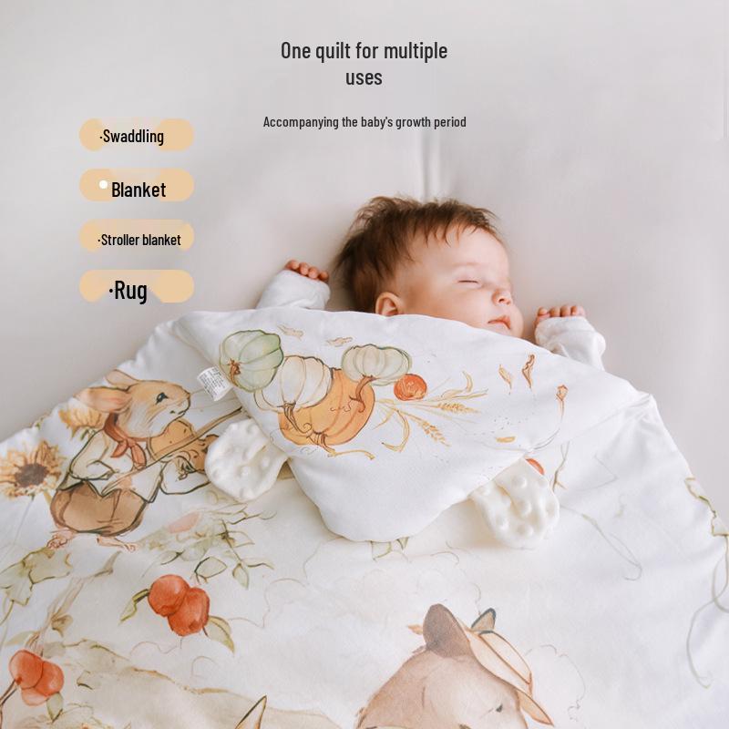 Newborn Baby Swaddle Blanket with Mulberry Silk - Velvet Plush for Delivery Room and Home