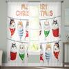 Christmas Santa Hat Cat Sheer Curtains For Kids Bedroom Living Room Voile Curtains Xmas Kitchen Tulle Curtain