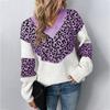 Autumn Winter Vintage Leopard Cardigan Loose Knitwear V Neck Long Sleeve Sweater