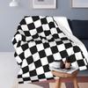 Plaid Decor Black White Checkered  Blanket Flannel Sofa Throw Blanket Super Soft for Home Bedroom Travel Throws Bedspread Quilt