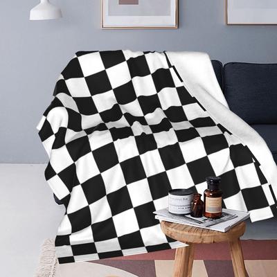 Manta Decorativa Xadrez Preto e Branco Manta de Sofá de Flanela Super Macia para Casa Quarto Viagem Mantas Colcha Colcha