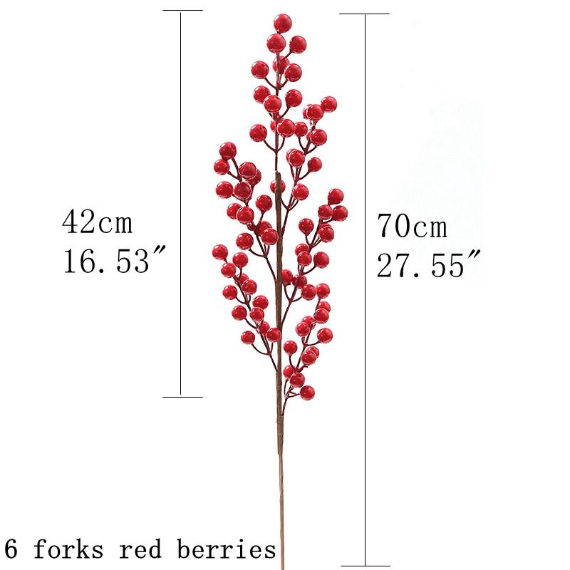 Artificial Red Berry Flowers Bouquet Fake Plant for Home Vase Decor Xmas Tree Ornaments New Year 2025 Party Christmas Decoration