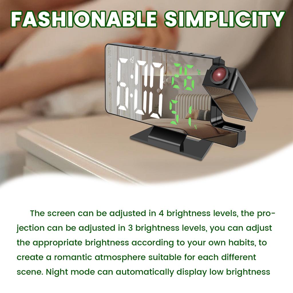 LED Digital Alarm Clock Projection Clock 4 Level Dimmable Projection Alarm Clock with Time Temperature Digital Clocks for Home