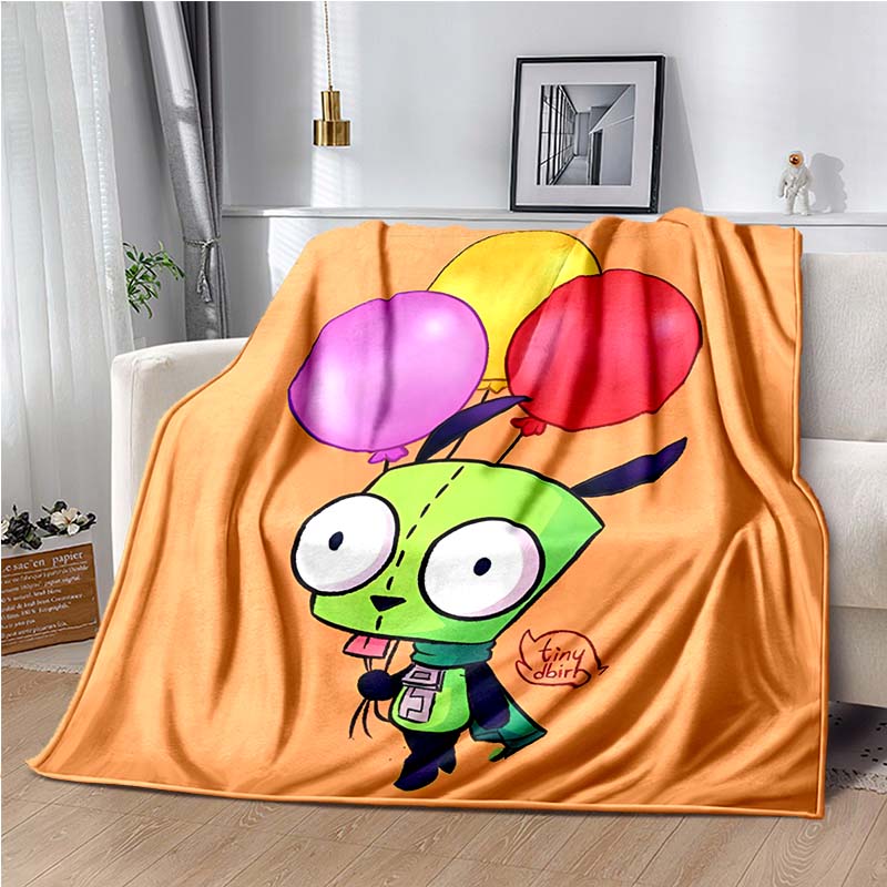 Invader ZIM Gir Kreslená deka Útulná měkká deka Deka na gauč Odolný dekor Pro děti Ženy Muži Cestovní deka Měkká přehoz na postel