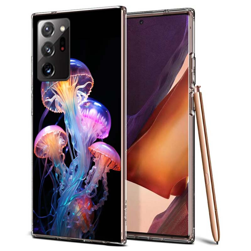 Enchanting Neon Jellyfish Phone Case for Samsung A55 A35 A25 A15 A07 A05S A16 A17 A26 A36 A37 A56 A57 Galaxy Note 20 10 A50S A71