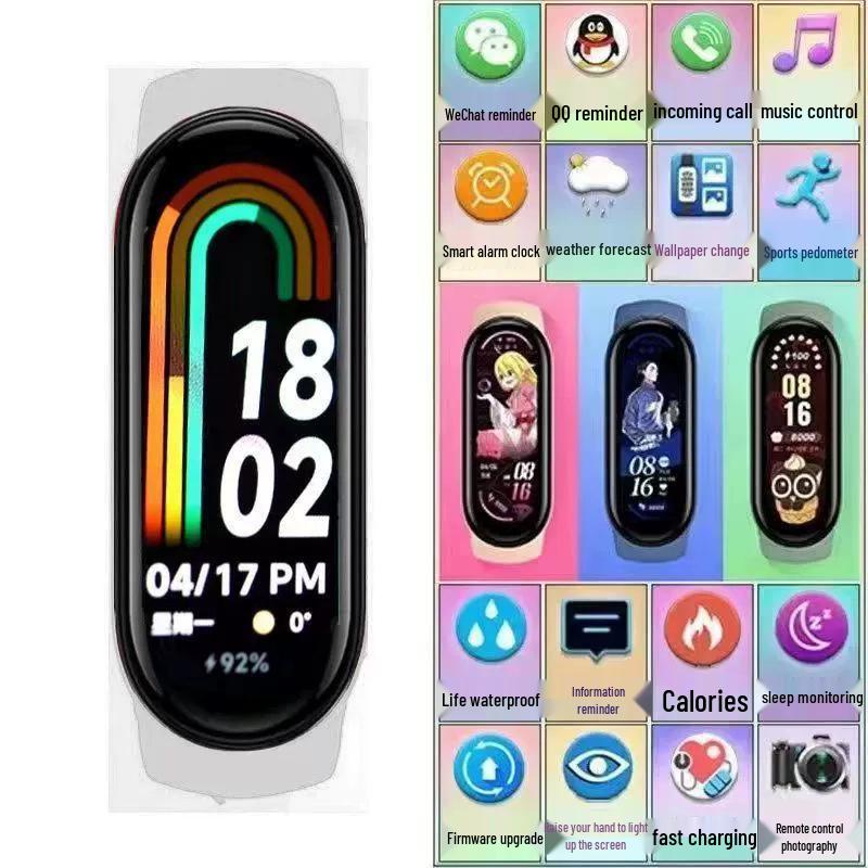 M8 Smart Bracelet: Color Screen Health & Fitness Tracker with Heart Rate, Blood Pressure, Sleep Monitoring, and Bluetooth Connectivity.