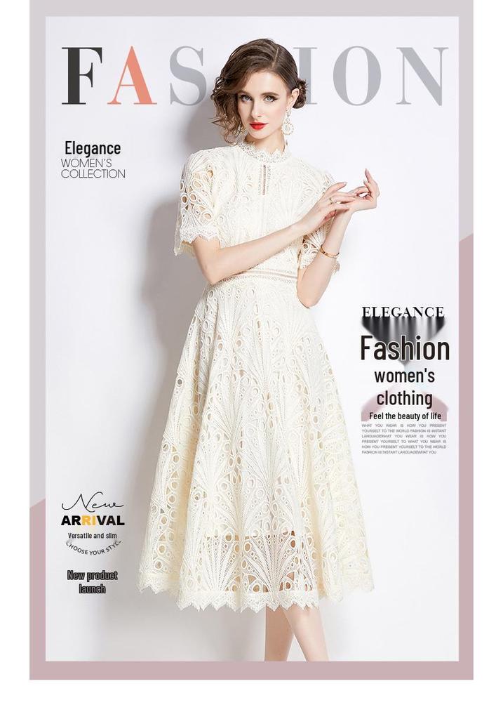 Noblewoman Lace Summer Dress: Elegant Crochet Embroidery for a Lady-like Temperament
