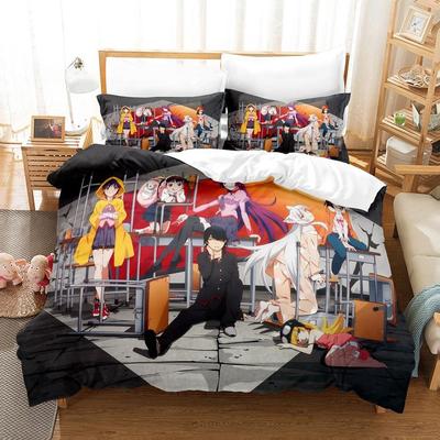 Ensemble de literie imprimé 3D Fashion Anime Série Monogatari Simple Jumeaux Complet Queen King Size Ensemble de lit Adulte Enfant Chambre à coucher Housses de couette