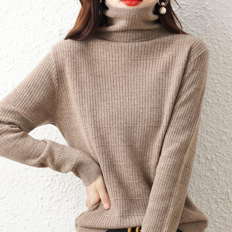 Dame genser Turtleneck MODERN NEW SAGA Vinter Myk Varm Ull Gensere Strikket Genser Høst Dame Genser Strikket Topp