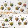 Flower Basket Butterfly Rose Peony Decals Self-adhesive Waterproof Wall Sticker