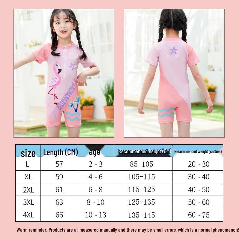 Girls' One-Piece Swimsuit 2024: New Style Boxer Design for Middle and Older Children