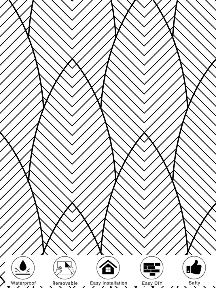 Boho Peel and Stick Wallpaper Stripe Herringbone Black White Vinyl Self Adhesive Room Decor Contact Paper 45cm wide